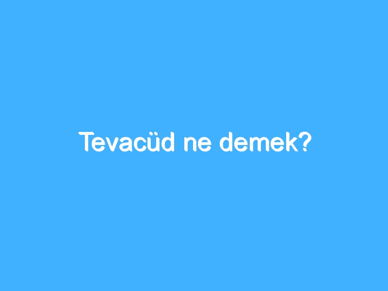 Tevacüd ne demek? 1 Tevacüd ne demek?