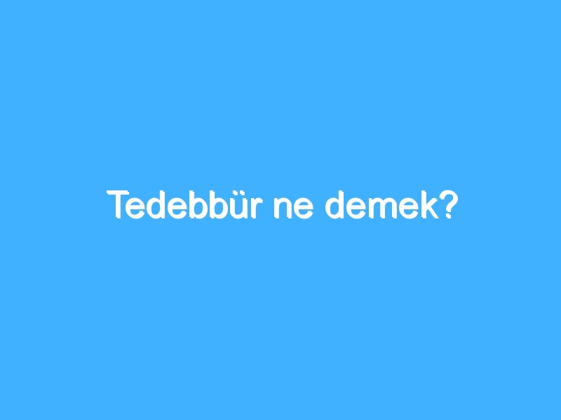 Tedebbür ne demek? 1 Tedebbür ne demek?