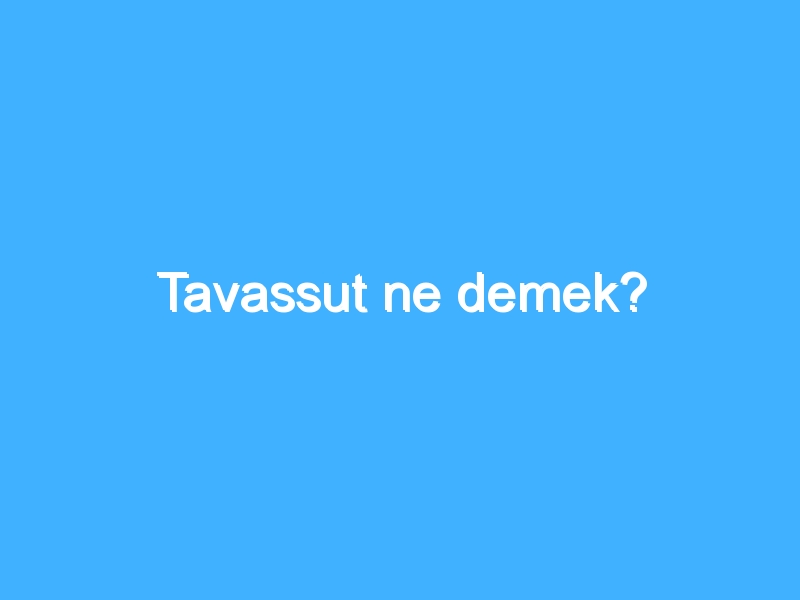 Tavassut ne demek? 1 Tavassut ne demek?