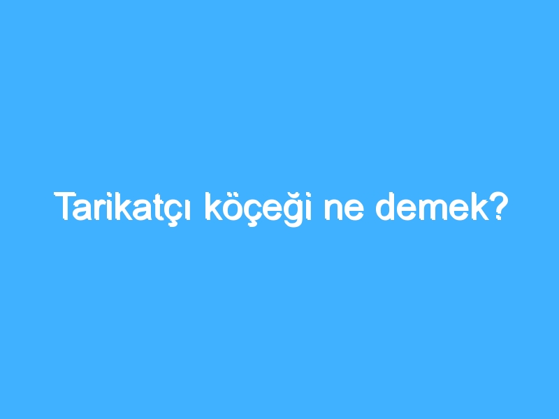 Tarikatçı köçeği ne demek? 1 Tarikatçı köçeği ne demek?