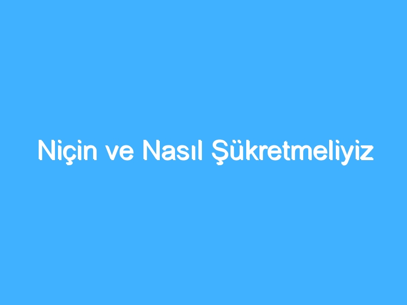 Niçin ve Nasıl Şükretmeliyiz
