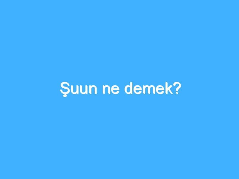 Şuun ne demek? 1 Şuun ne demek?