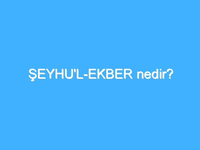 ŞEYHU'L-EKBER nedir? 1 ŞEYHU'L-EKBER nedir?