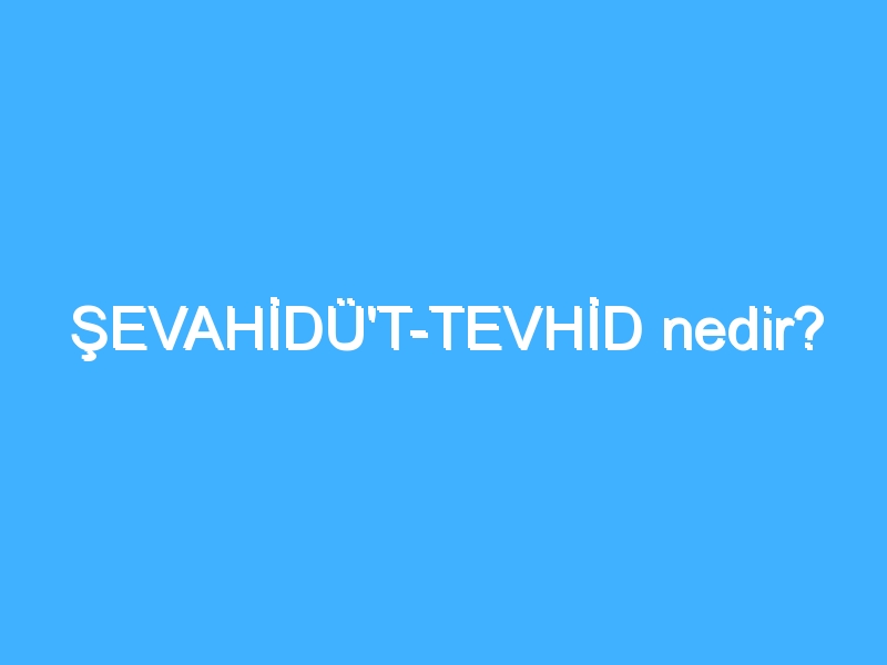 ŞEVAHİDÜ'T-TEVHİD nedir? 1 ŞEVAHİDÜ'T-TEVHİD nedir?