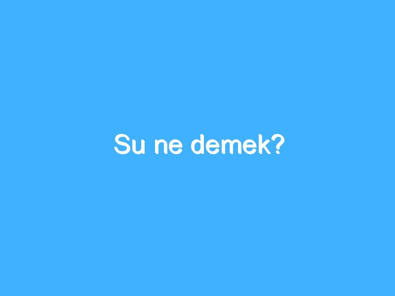 Su ne demek? 1 Su ne demek?