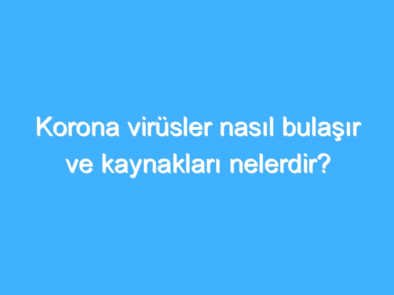 Korona virüsler nasıl bulaşır ve kaynakları nelerdir?