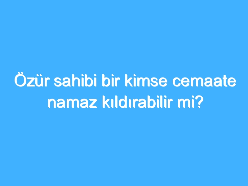 Özür sahibi bir kimse cemaate namaz kıldırabilir mi? 1 Özür sahibi bir kimse cemaate namaz kıldırabilir mi?