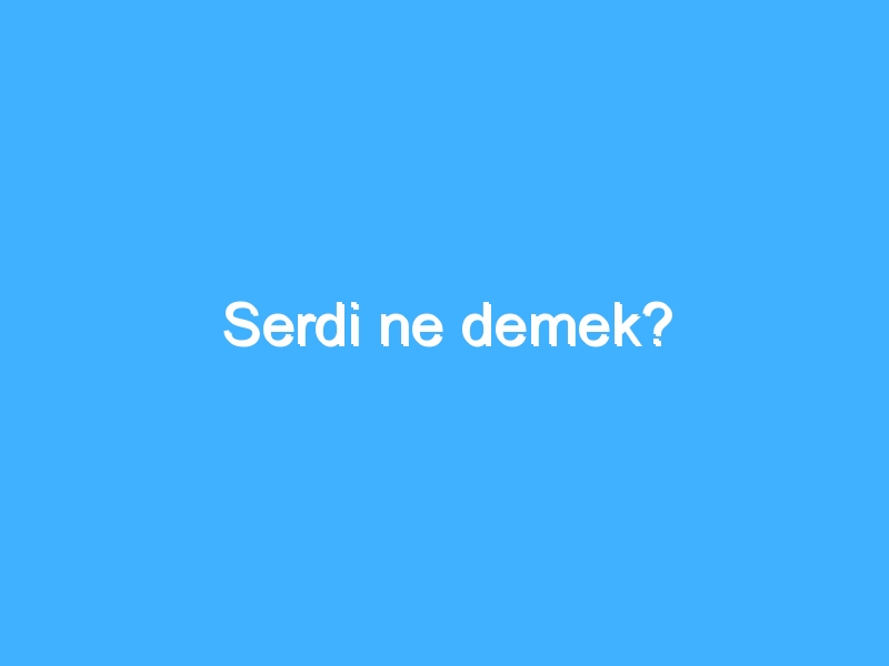 Serdi ne demek? 1 Serdi ne demek?