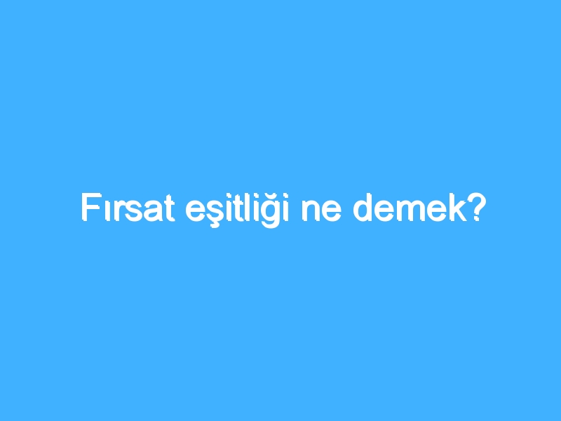 Fırsat eşitliği ne demek? 1 Fırsat eşitliği ne demek?