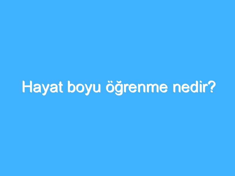 Hayat boyu öğrenme nedir? 1 Hayat boyu öğrenme nedir?