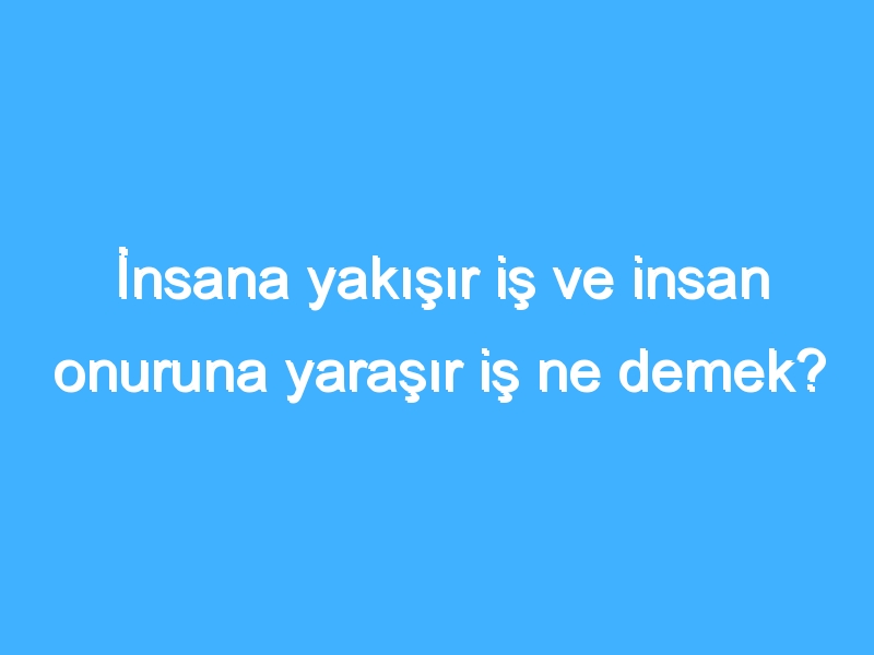 İnsana yakışır iş ve insan onuruna yaraşır iş ne demek? 1 İnsana yakışır iş ve insan onuruna yaraşır iş ne demek?