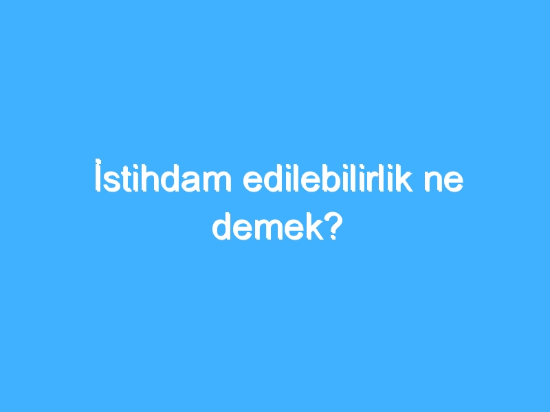 İstihdam edilebilirlik ne demek?