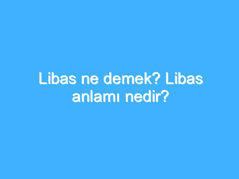 Libas ne demek? Libas anlamı nedir? 1 Libas ne demek? Libas anlamı nedir?