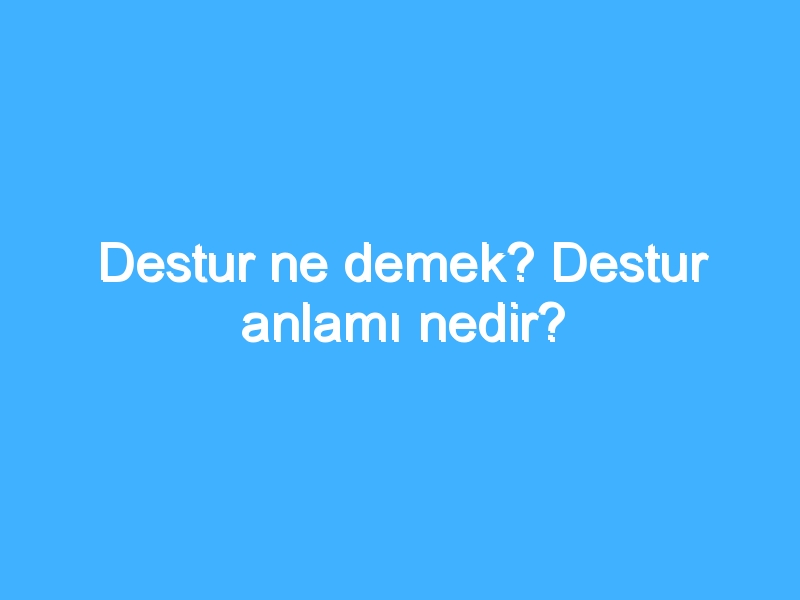 Destur ne demek? Destur anlamı nedir? 1 Destur ne demek? Destur anlamı nedir?