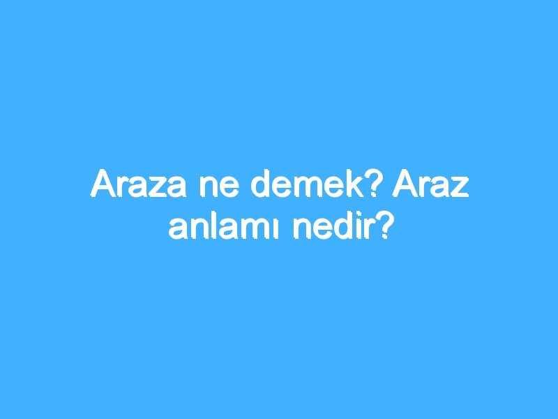 Araza ne demek? Araz anlamı nedir?