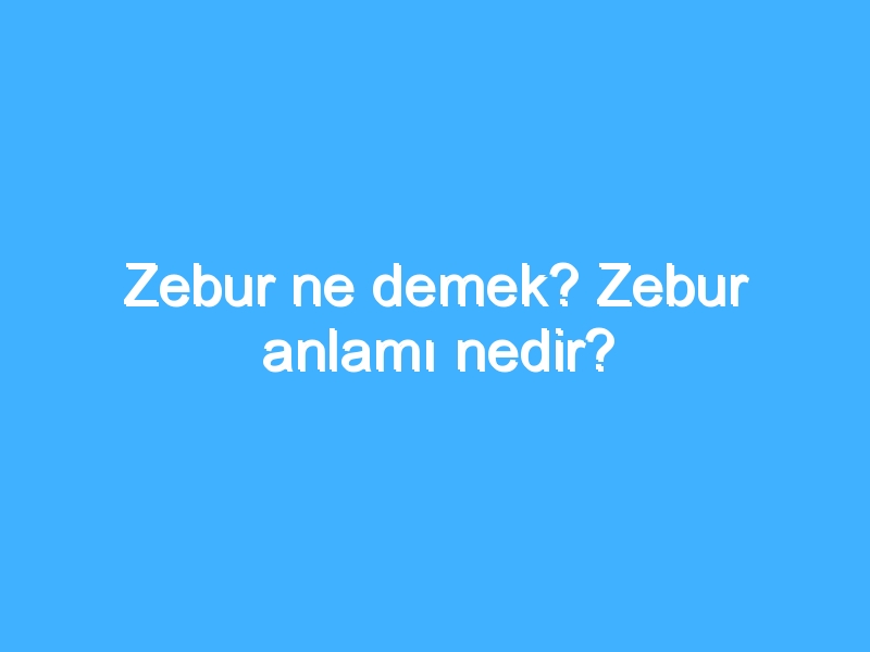 Zebur ne demek? Zebur anlamı nedir?