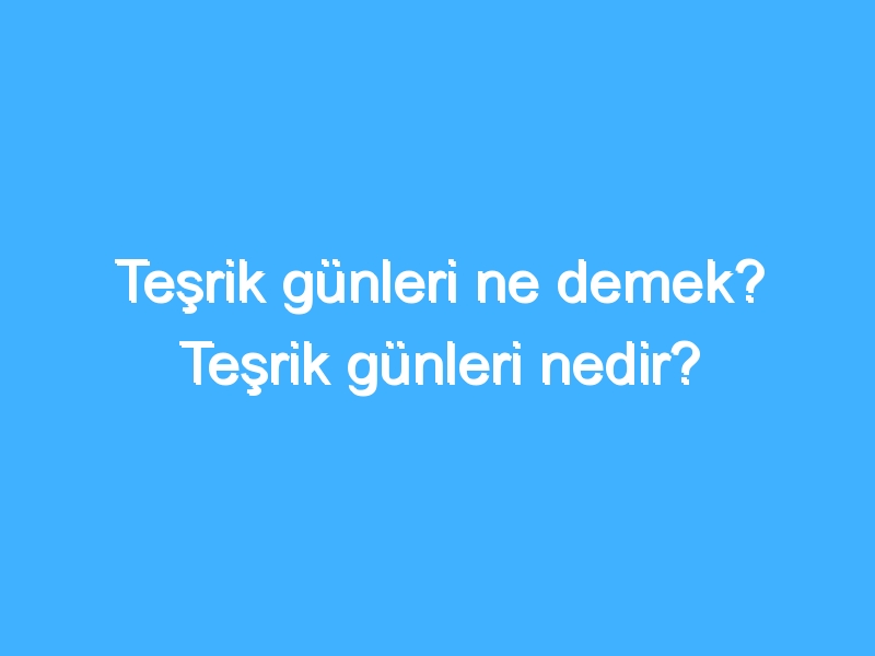 Teşrik günleri ne demek? Teşrik günleri nedir? 1 Teşrik günleri ne demek? Teşrik günleri nedir?