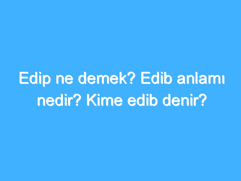 Edip ne demek? Edib anlamı nedir? Kime edib denir?