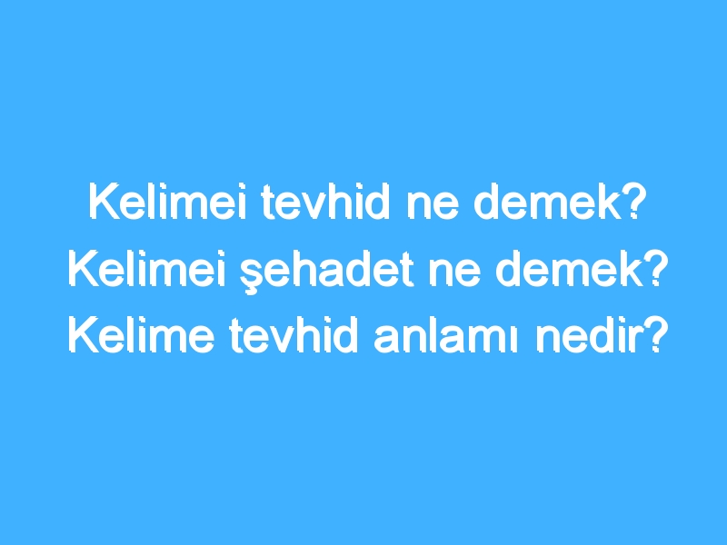Kelimei tevhid ne demek? Kelimei şehadet ne demek? Kelime tevhid anlamı nedir?
