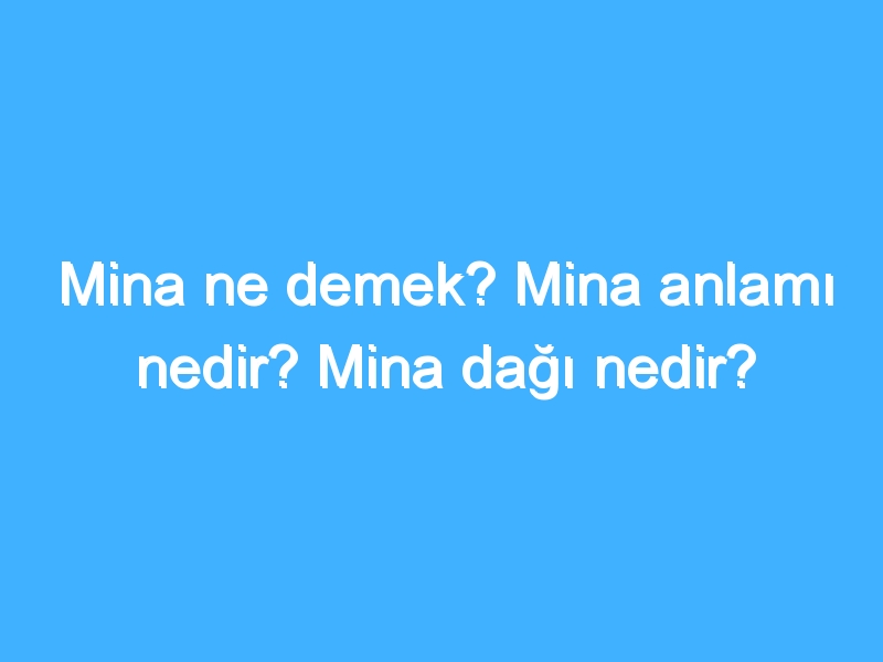 Mina ne demek? Mina anlamı nedir? Mina dağı nedir?