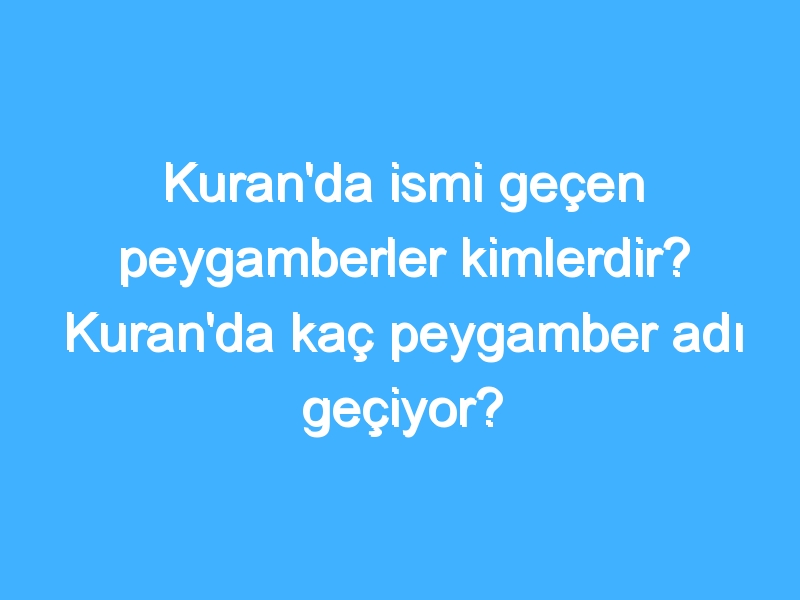 Kuran'da ismi geçen peygamberler kimlerdir? Kuran'da kaç peygamber adı geçiyor?