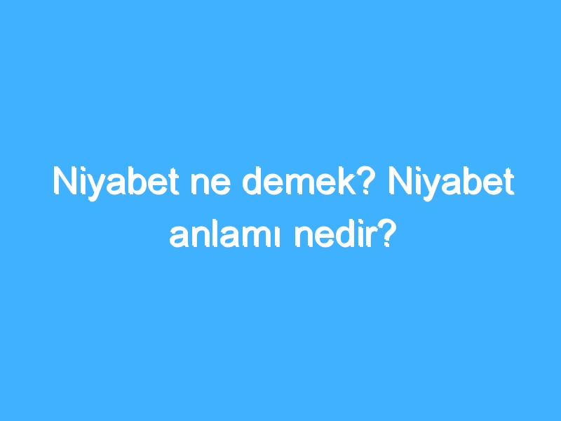 Niyabet ne demek? Niyabet anlamı nedir?