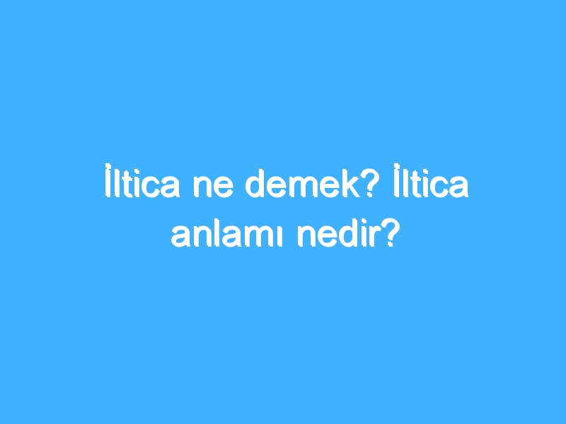 İltica ne demek? İltica anlamı nedir?