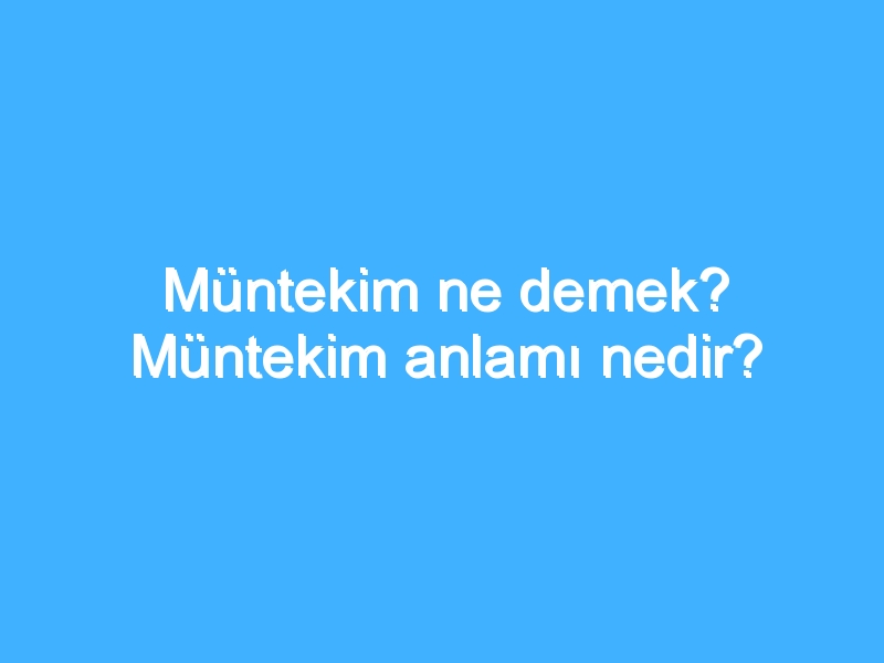 Müntekim ne demek? Müntekim anlamı nedir?