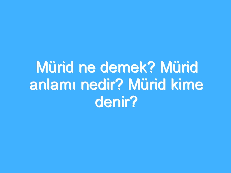 Mürid ne demek? Mürid anlamı nedir? Mürid kime denir?