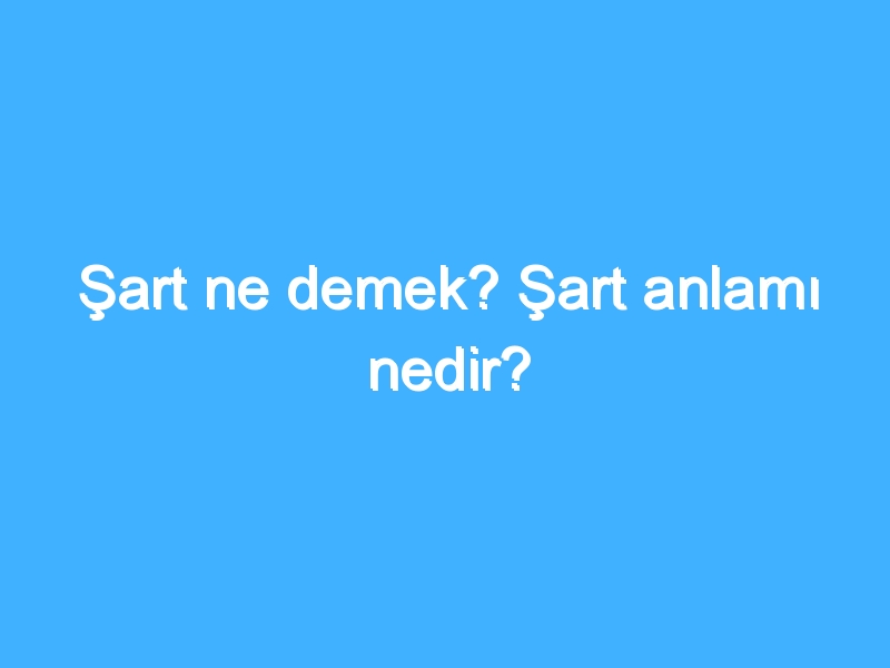 Şart ne demek? Şart anlamı nedir?