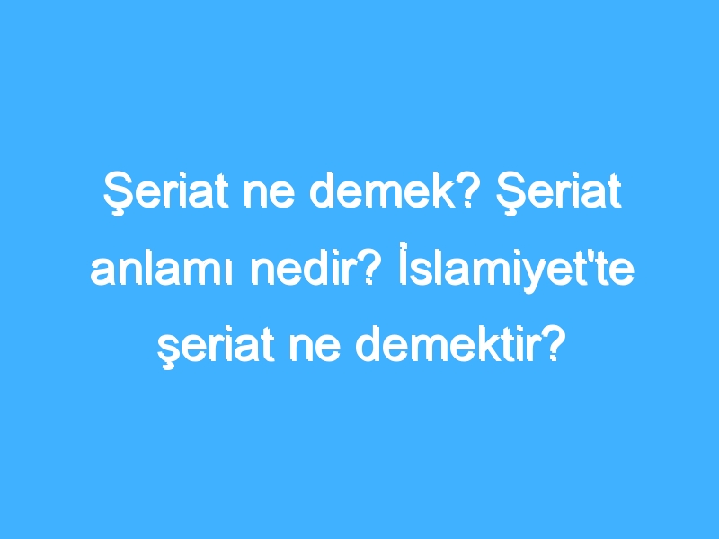 Şeriat ne demek? Şeriat anlamı nedir? İslamiyet'te şeriat ne demektir?