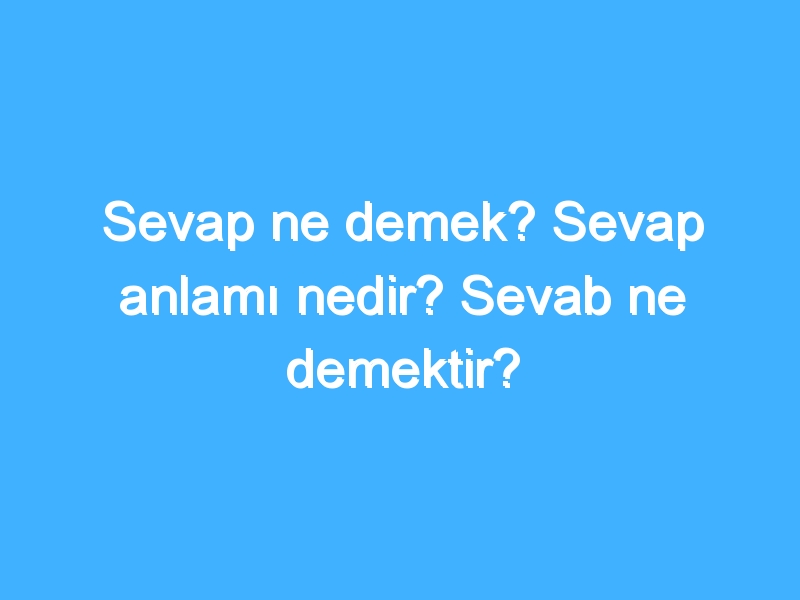Sevap ne demek? Sevap anlamı nedir? Sevab ne demektir?