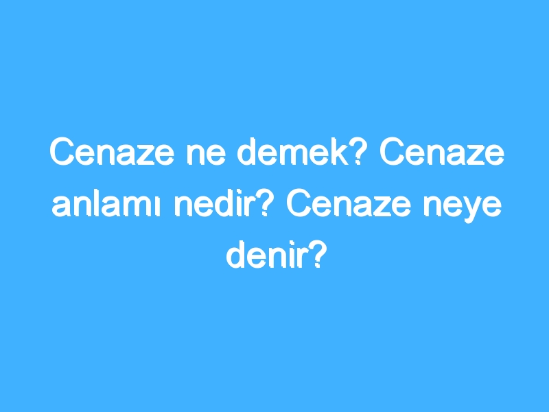 Cenaze ne demek? Cenaze anlamı nedir? Cenaze neye denir?