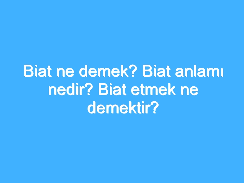 Biat ne demek? Biat anlamı nedir? Biat etmek ne demektir?