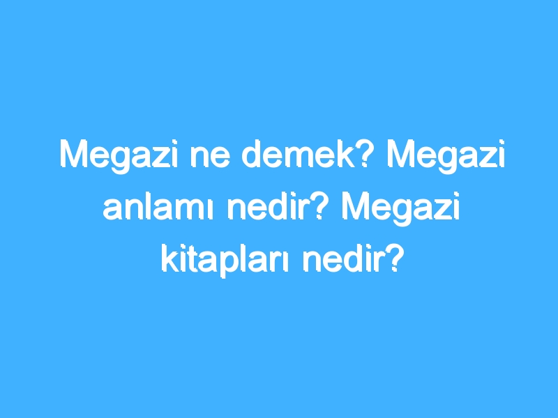 Megazi ne demek? Megazi anlamı nedir? Megazi kitapları nedir?