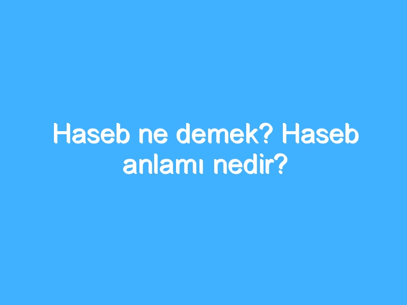 Haseb ne demek? Haseb anlamı nedir?