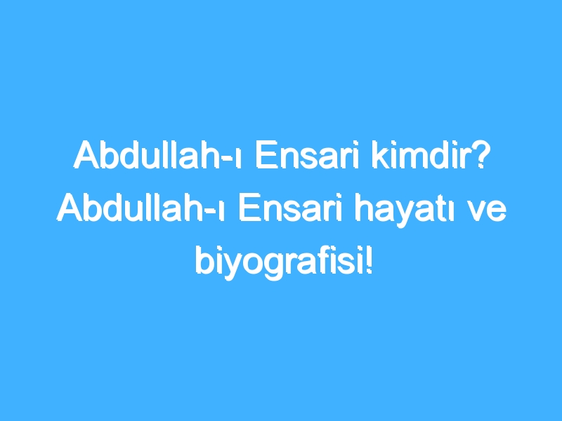 Abdullah-ı Ensari kimdir? Abdullah-ı Ensari hayatı ve biyografisi!