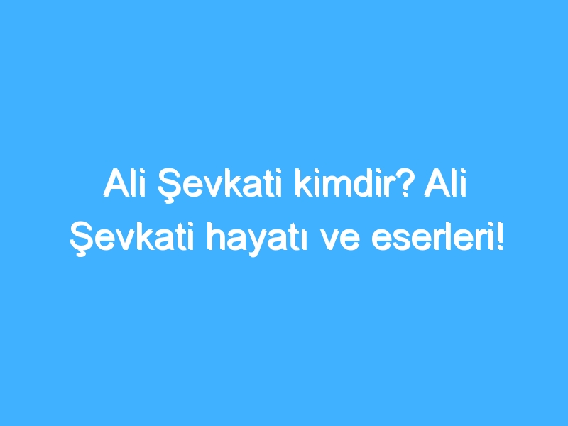 Ali Şevkati kimdir? Ali Şevkati hayatı ve eserleri! 1 Ali Şevkati kimdir? Ali Şevkati hayatı ve eserleri!