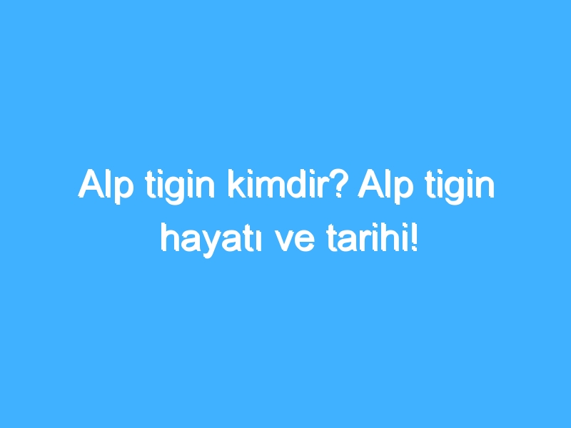 Alp tigin kimdir? Alp tigin hayatı ve tarihi! 1 Alp tigin kimdir? Alp tigin hayatı ve tarihi!