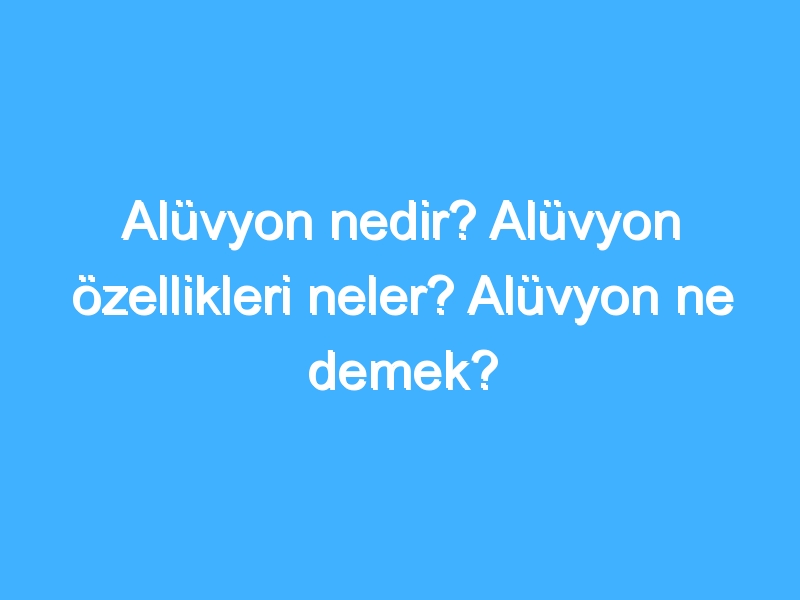 Alüvyon nedir? Alüvyon özellikleri neler? Alüvyon ne demek?