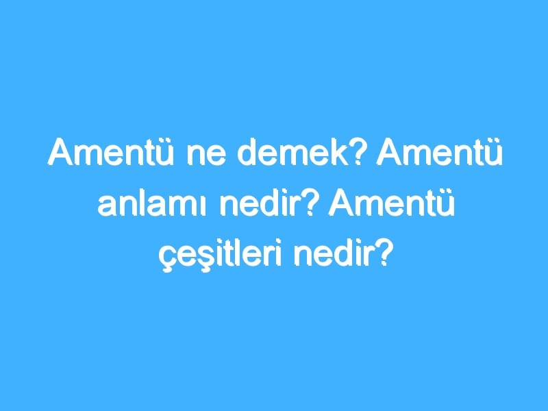 Amentü ne demek? Amentü anlamı nedir? Amentü çeşitleri nedir?