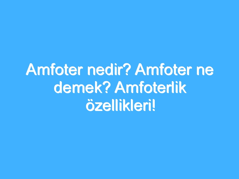 Amfoter nedir? Amfoter ne demek? Amfoterlik özellikleri!