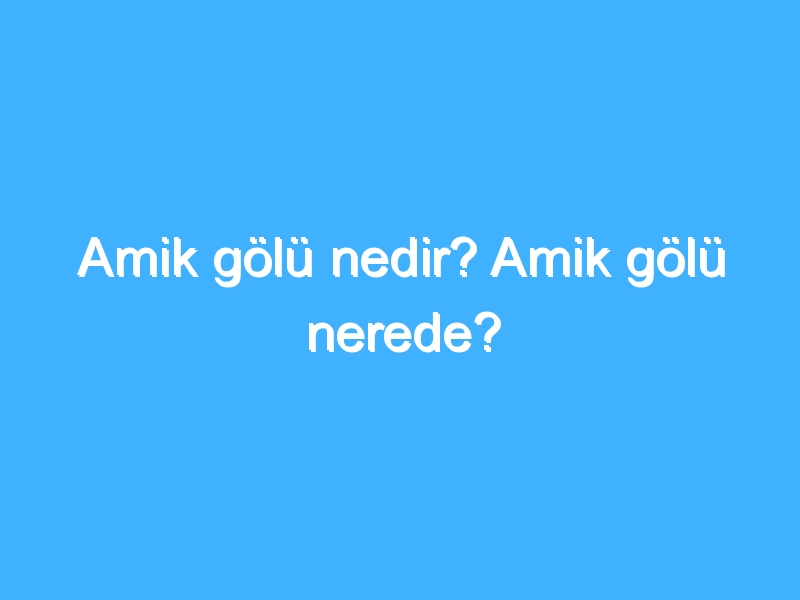 Amik gölü nedir? Amik gölü nerede?