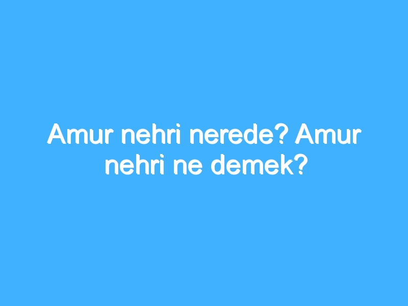 Amur nehri nerede? Amur nehri ne demek?