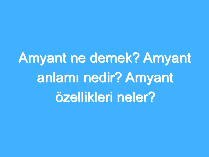 Amyant ne demek? Amyant anlamı nedir? Amyant özellikleri neler?