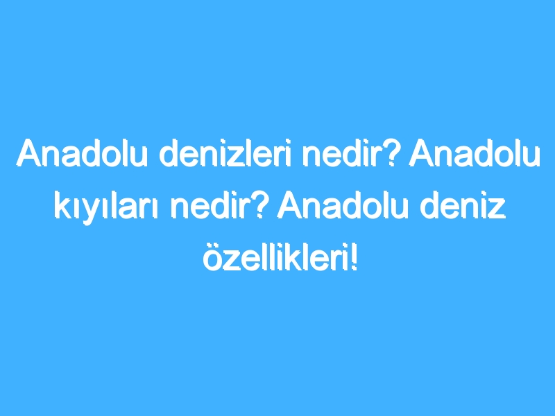 Anadolu denizleri nedir? Anadolu kıyıları nedir? Anadolu deniz özellikleri!