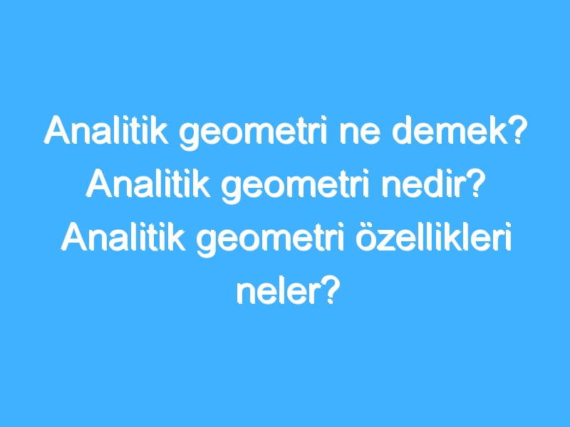 Analitik geometri ne demek? Analitik geometri nedir? Analitik geometri özellikleri neler?