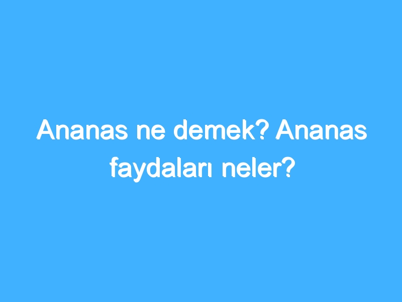 Ananas ne demek? Ananas faydaları neler?