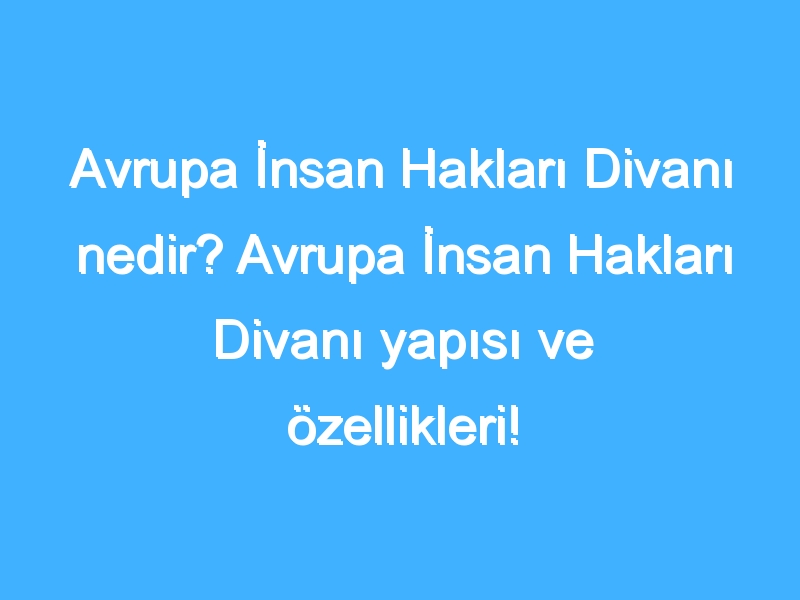Avrupa İnsan Hakları Divanı nedir? Avrupa İnsan Hakları Divanı yapısı ve özellikleri! 1 Avrupa İnsan Hakları Divanı nedir? Avrupa İnsan Hakları Divanı yapısı ve özellikleri!