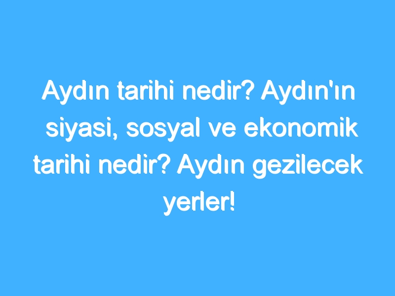 Aydın tarihi nedir? Aydın'ın siyasi, sosyal ve ekonomik tarihi nedir? Aydın gezilecek yerler!